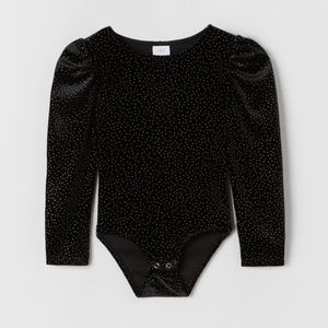 NWOT- ZARA Rhinestone velvet shirt bodysuit in black  (8)